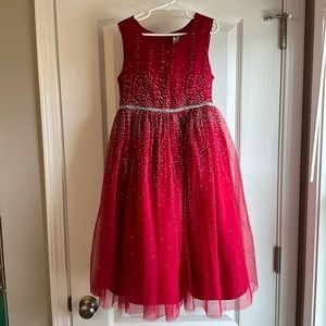Cherokee girls M 7/8 cherry red with sparkles formal dress
